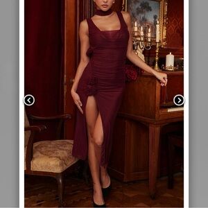 Mistress Rocks black cherry flower embellished midi dress🍒🌹